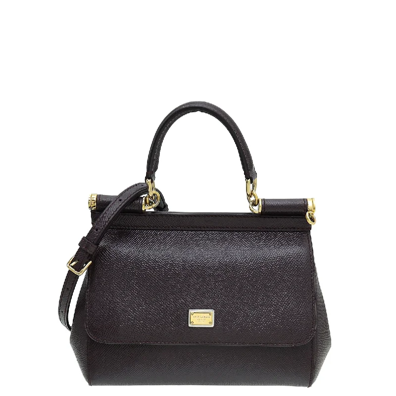 Enjoy Discount Dolce & Gabbana Burgundy Dauphine Sicily Small Bag Designer Bags At Lower Prices