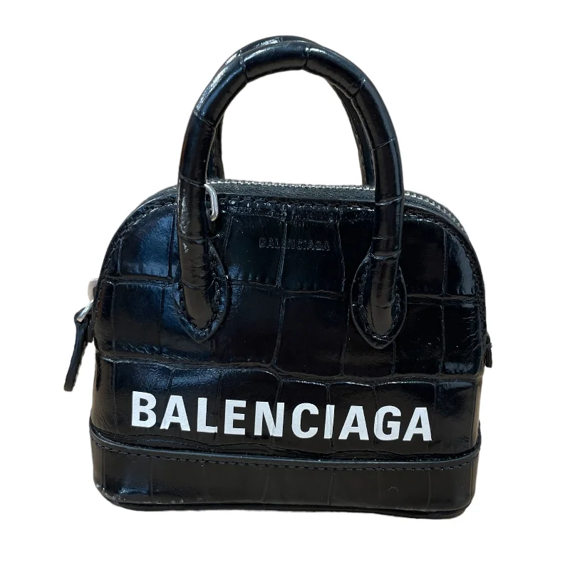 BALENCIAGA/Cross Body Bag/Animal Pattern/Leather/BLK/MINI REPTILE CROSSBODY