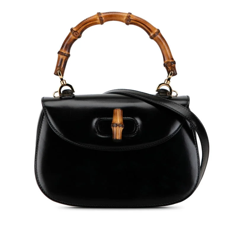 Gucci Bamboo Handbag Shoulder Bag 2WAY 000 2046 Black Leather  Gucci Carry Elegance For Less