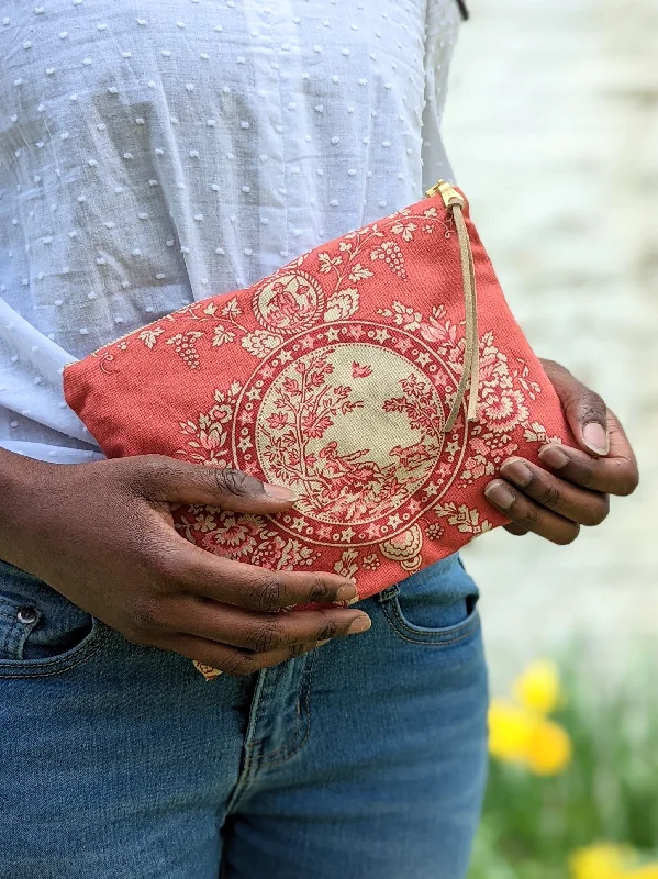 Gabrielle Vintage Toile Brick Red Clutch