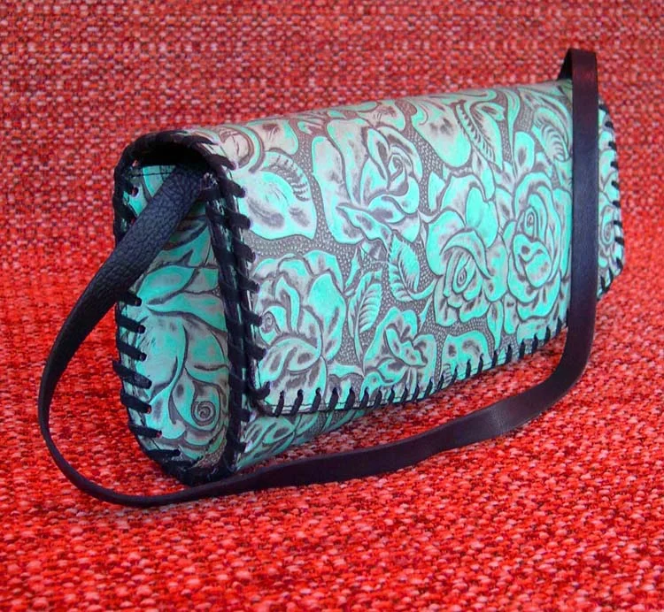 Juan Antonio Rosal Turquoise Leather Clutch