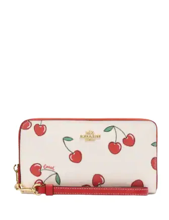 Coach Long Zip Around Wallet With Heart Cherry Print Don't Miss Out – Handbag Discounts