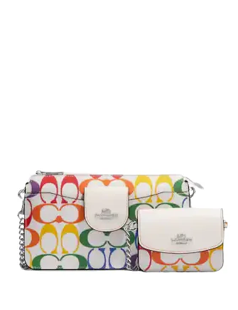 Limited-Time Offer Coach Poppy Crossbody With Card Case In Rainbow Signature Canvas Designer-Inspired Bags, Best Prices