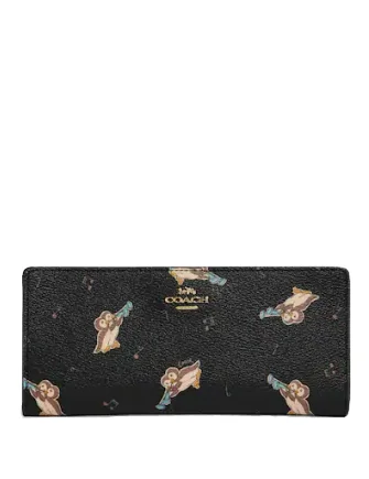 Snag Fabulous Fashion Bargains Coach Slim Zip Wallet With Penguin Print Stylish Totes, Exclusive Savings