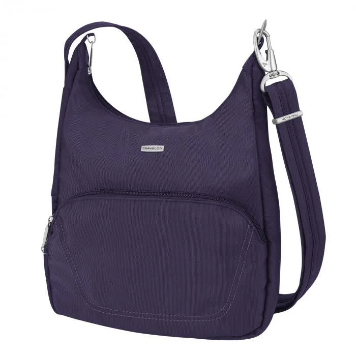 Travelon 42457 Anti-Theft Classic Essential Messenger Bag Purple Trendy Purses, Limited Offer