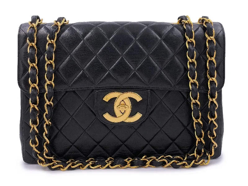 Chanel 1997 Vintage Black Jumbo "XL" Classic Flap Bag 24k GHW Lambskin Designer Bags At Low Prices Chanel 1997 Vintage Black Jumbo "XL" Classic Flap Bag 24k GHW Lambskin Designer Bags At Low Prices