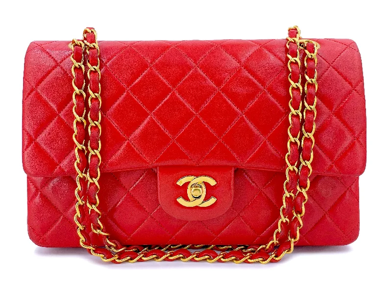 Chanel 1996 Vintage Red Medium Classic Double Flap Bag 24k GHW Fashion Bags, Limited Offer