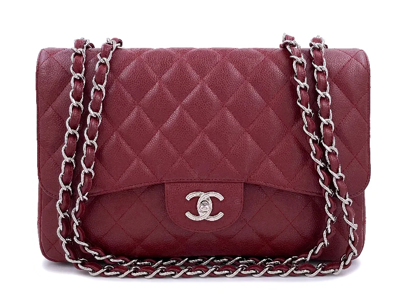 Chanel 2009 Burgundy Red Caviar Jumbo Classic Single Flap Bag SHW Elegant Bags, Limited Stock Available Chanel 2009 Burgundy Red Caviar Jumbo Classic Single Flap Bag SHW Elegant Bags, Limited Stock Available
