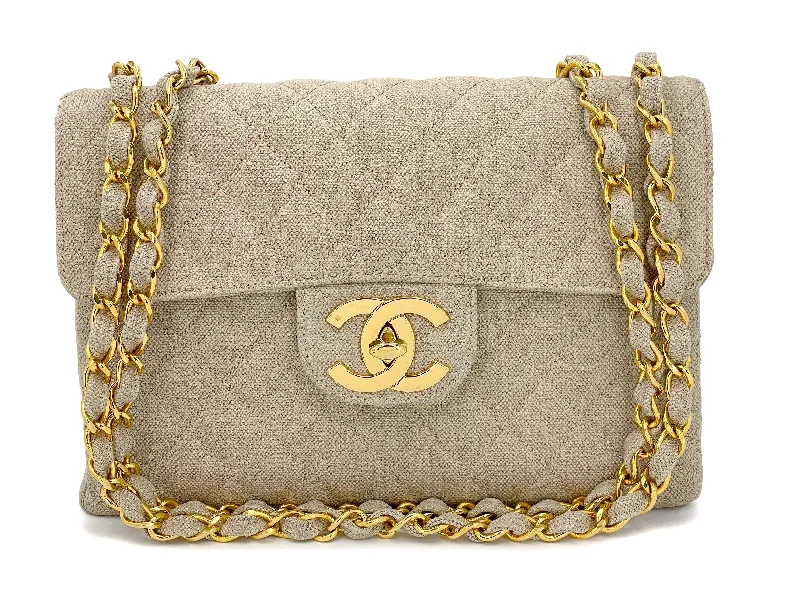 Chanel 1994 Vintage Beige Linen Canvas Classic Jumbo Flap Bag 24k GHW Affordable Elegance, Grab Yours Chanel 1994 Vintage Beige Linen Canvas Classic Jumbo Flap Bag 24k GHW Affordable Elegance, Grab Yours