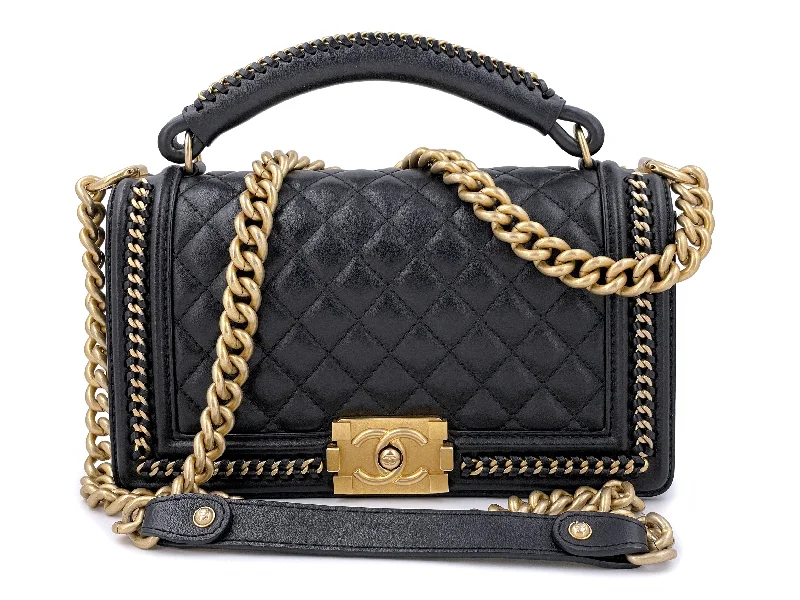 Chanel Enchained Black Medium Boy Handle Flap Bag GHW Shop Stylish Bags At Unbeatable Prices Chanel Enchained Black Medium Boy Handle Flap Bag GHW Shop Stylish Bags At Unbeatable Prices