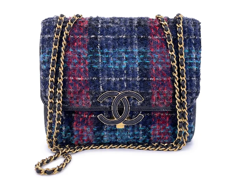 Chanel Purple Tweed Tall Mini Crossbody Two Flap Bag GHW Chic Bags, Shop Now