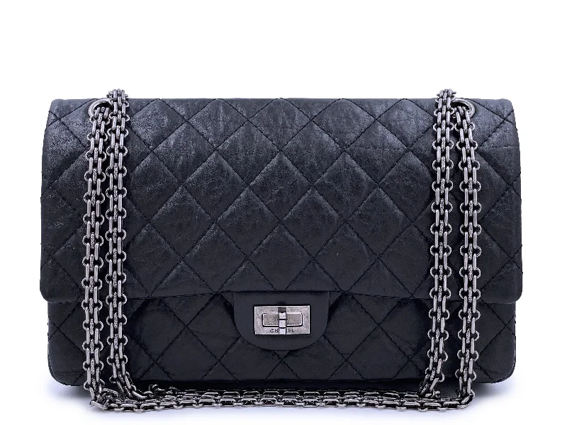 Chanel Black  Aged Calfskin Reissue Medium 226 2.55 Flap Bag SHW Flash Sale On Handbags