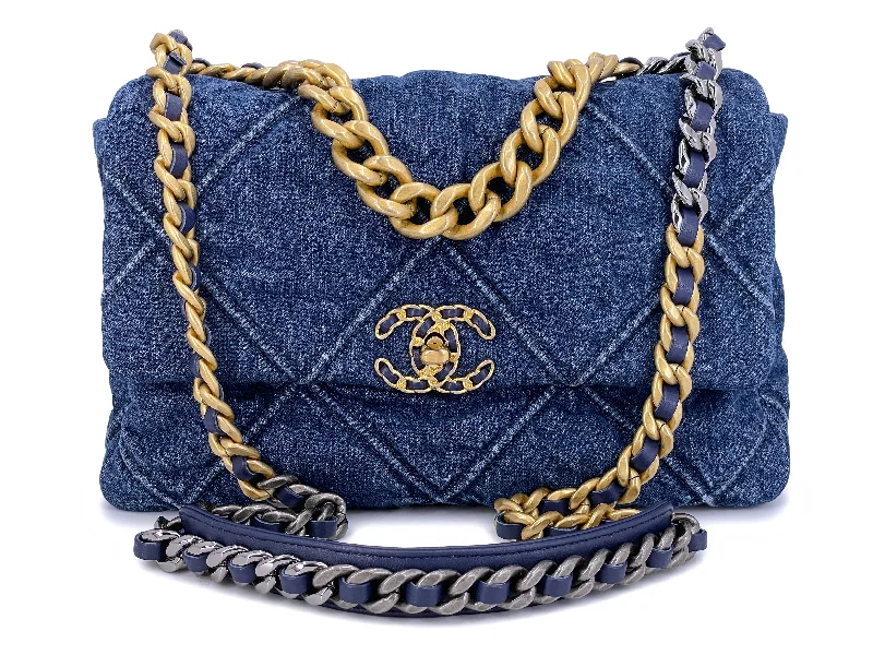Chanel 19 Washed Blue Denim Large Flap Bag GHW Luxury Bags, Budget Prices