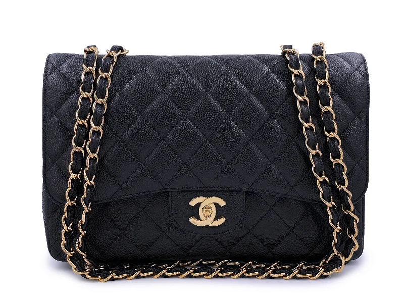 Chanel 2009 Black Caviar Jumbo Classic Single Flap Bag GHW Limited-Time Handbag Sale