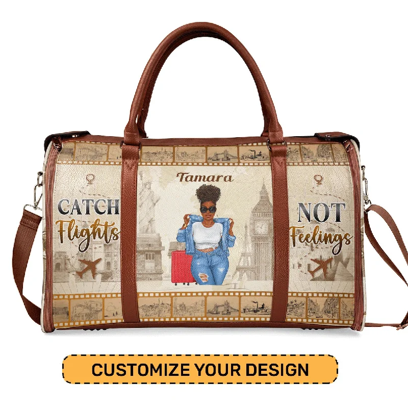 Catch Flights Not Feelings - Personalized Leather Duffle Bag SBDBHA33 Chic And Affordable Bags – Grab Yours Today