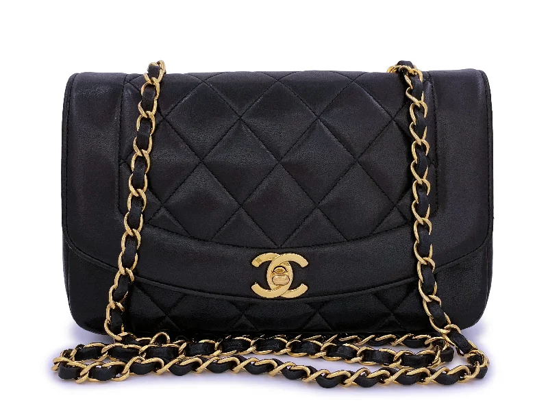 Chanel 1996 Vintage Black Small Diana Flap Bag 24k GHW Lambskin Iconic Handbags At Budget-Friendly Prices
