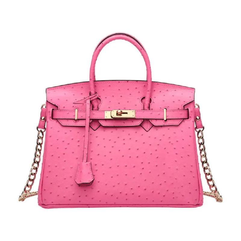 Leather Cross Body Shoulder Bag Otrich Pattern Padlock Tote Bag Iconic Handbags At Budget-Friendly Prices